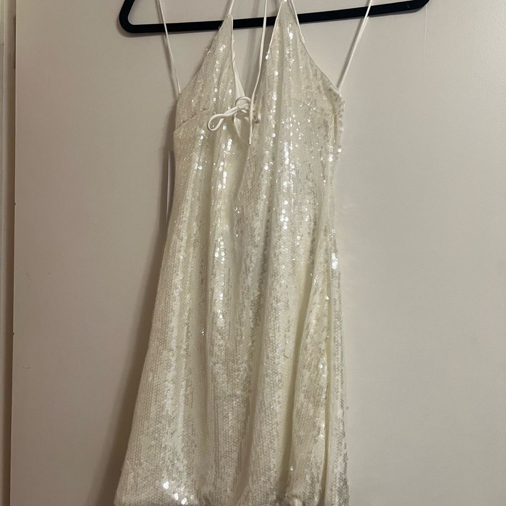Princess Polly White Sequin Mini Dress